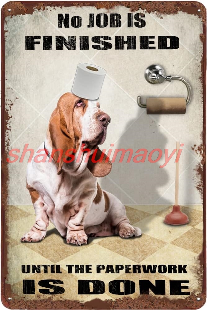 Farming Jobs - Basset Hound Dog Bathroom Tin Sign
